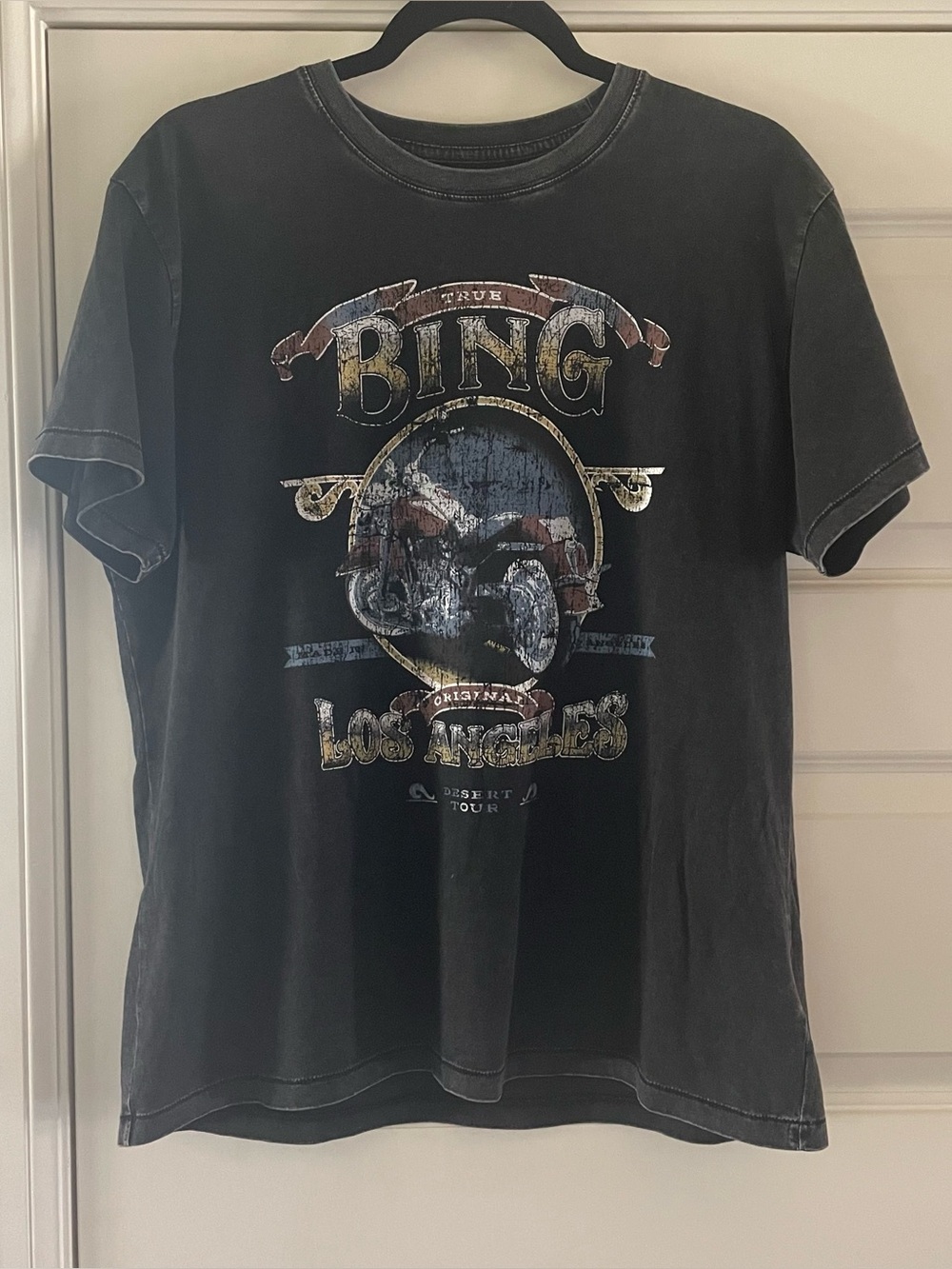 Anine Bing Black Motorcycle Graphic Tee L